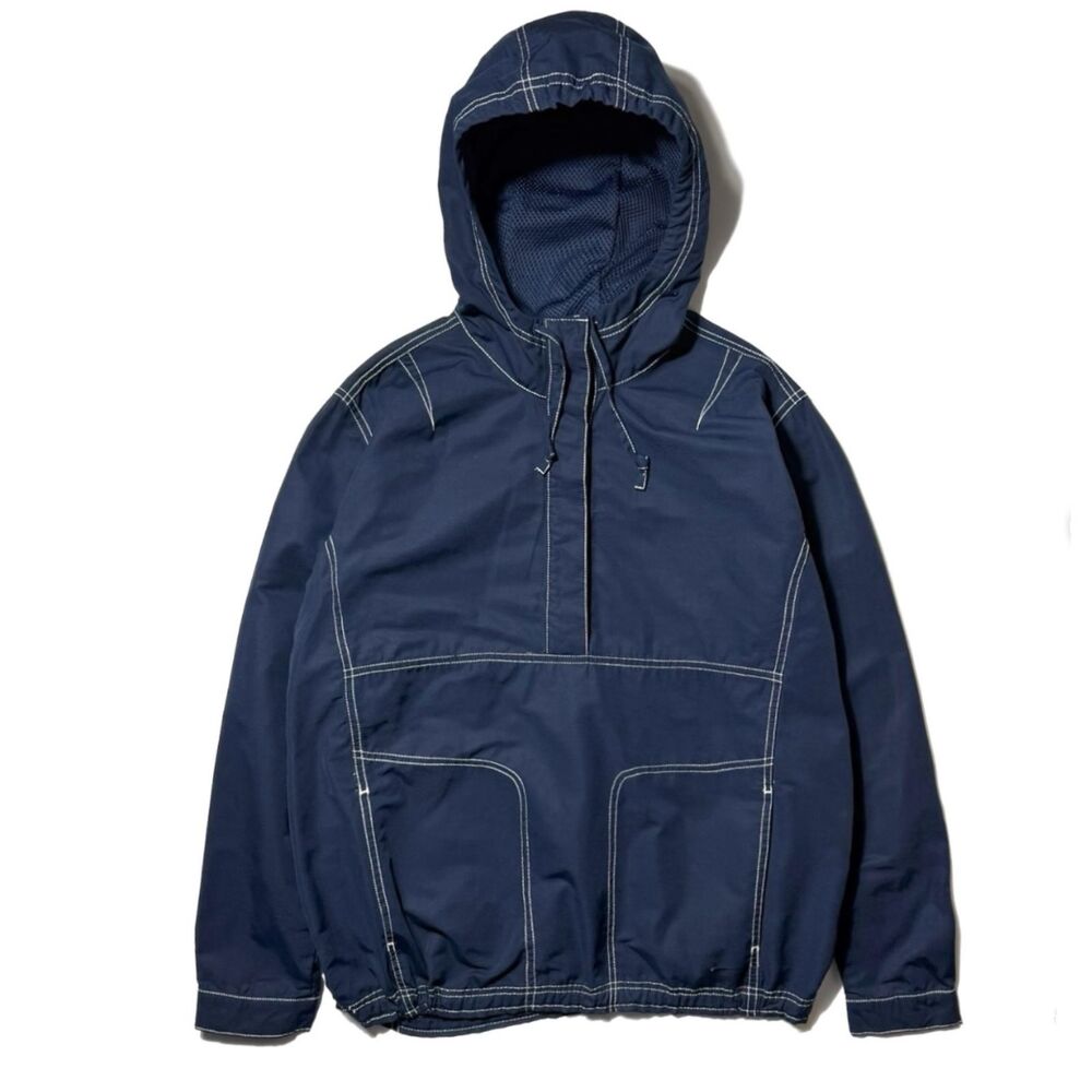 Vintage Nike Windbreaker Y2K Jacket Pullover Lightweight Coat Navy Hooded XL